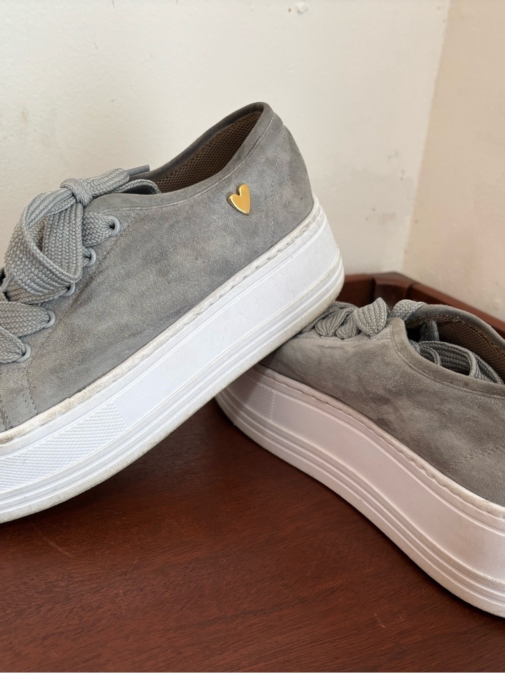 Hannan Sneakers by Nataly Mendez Grey Sueded Platform Sneakers